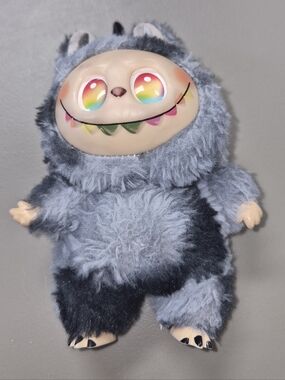 Labubu  Pop Mart Gray Fuzzy Monster Plush with Rainbow Eyes - Kids Stuffed Toy